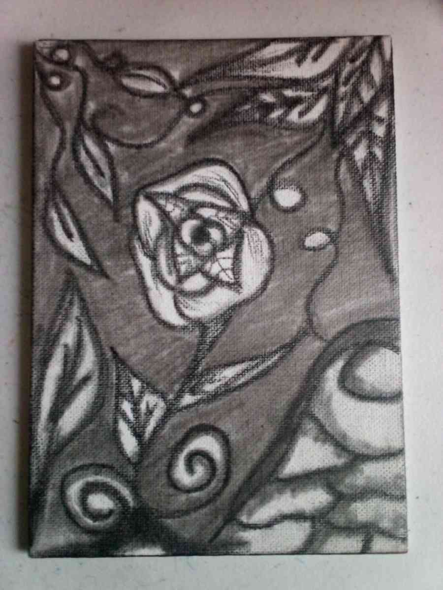 charcoal canvas drawing - Shell Knob, Missouri - FleaMarketBay