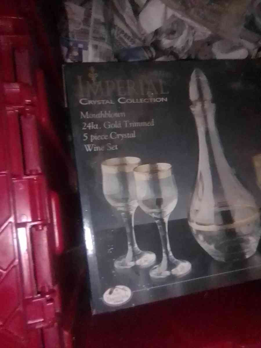 24 kt gold vintage crystal wine glass set - Lady Lake, Florida