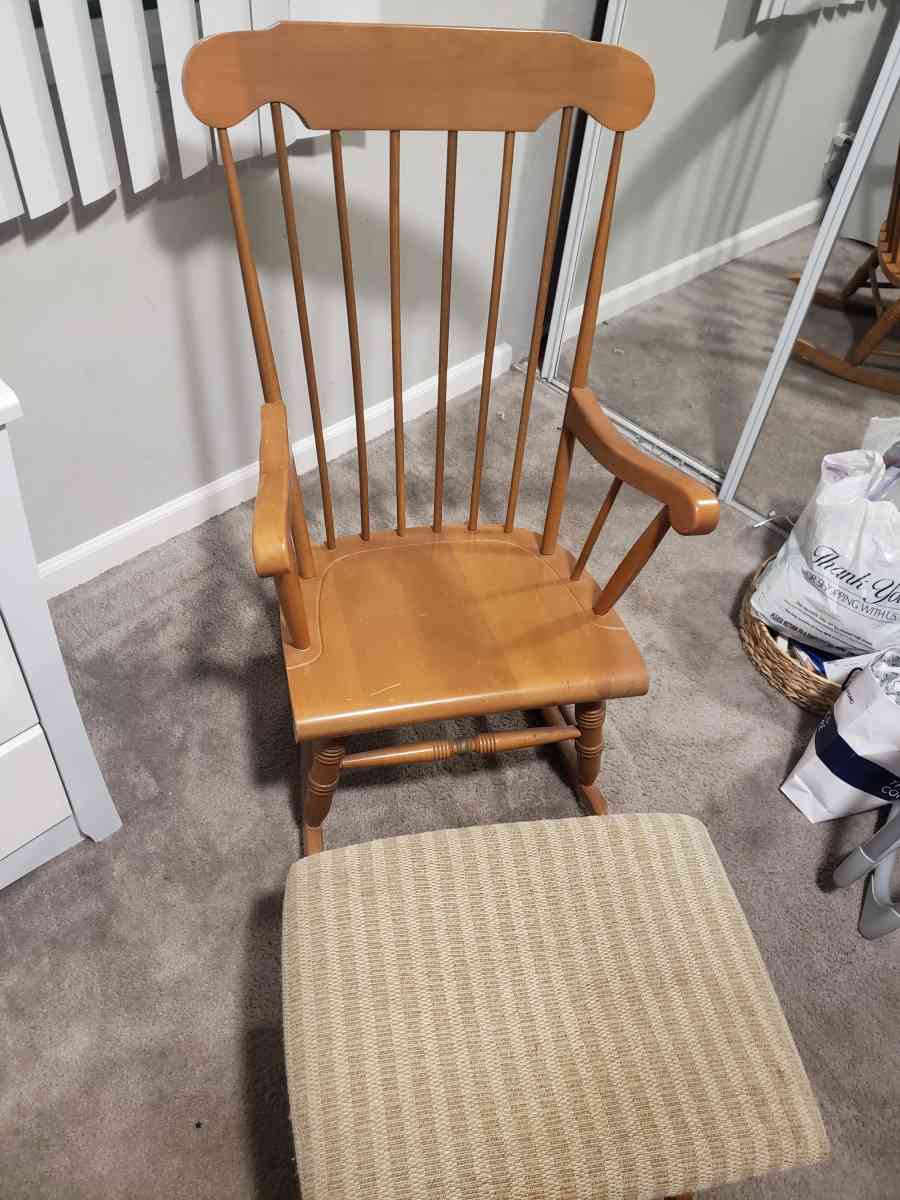 wooden rocking chair with foot stool - Fremont, California