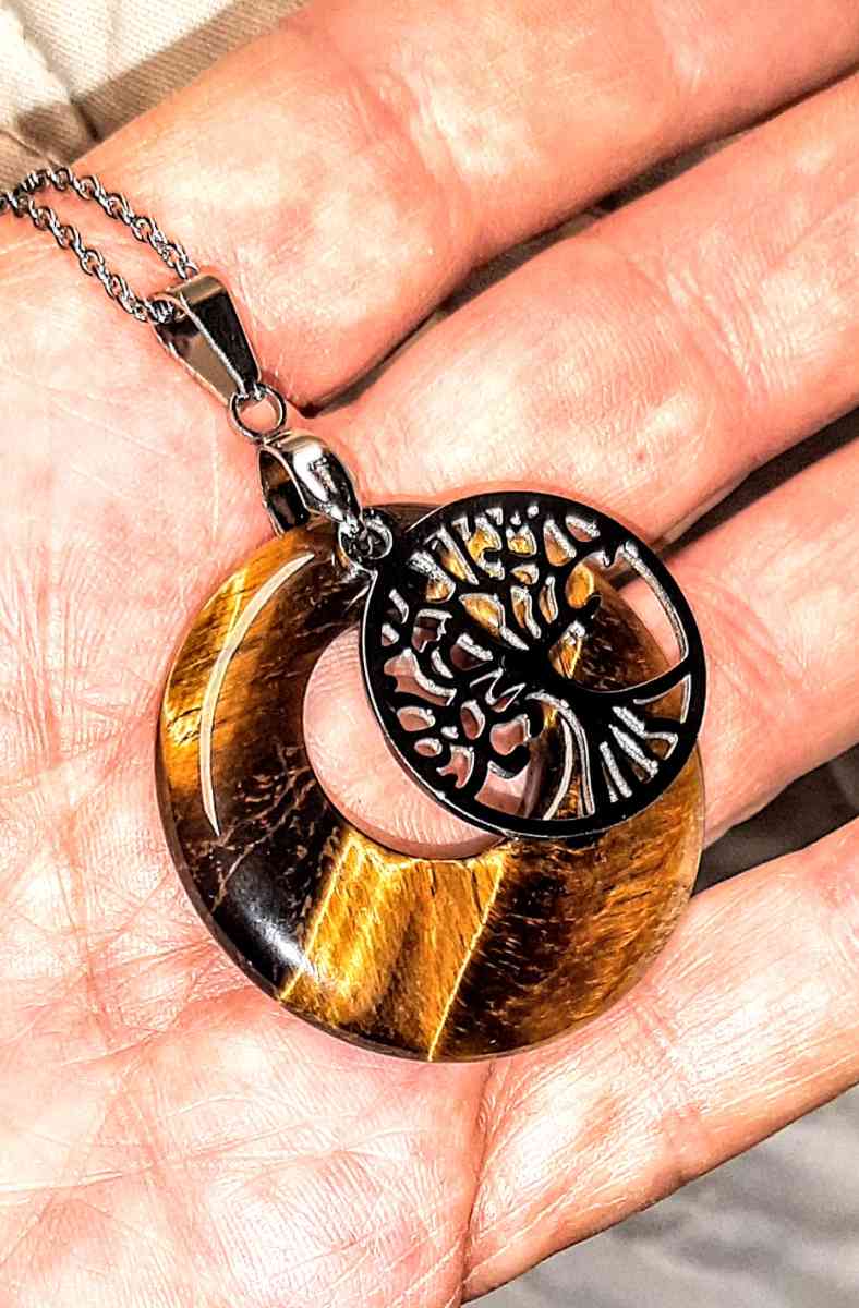 Natural Tiger Eye Tree Of Life Necklace - Englewood, Florida - FleaMarketBay