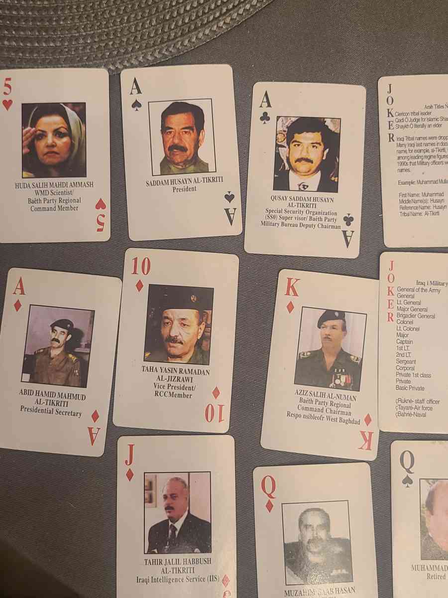 playing cards very rare new condition saddam Hussein - Eatontown, New Jersey - FleaMarketBay