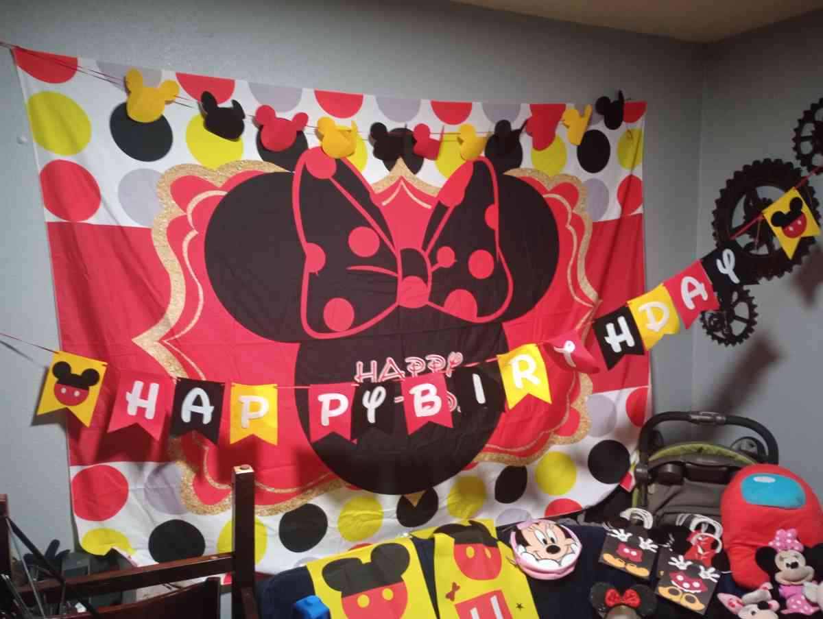 Mickey mouse and Minnie birthday party set with Minnie plush - Waco, Texas - FleaMarketBay
