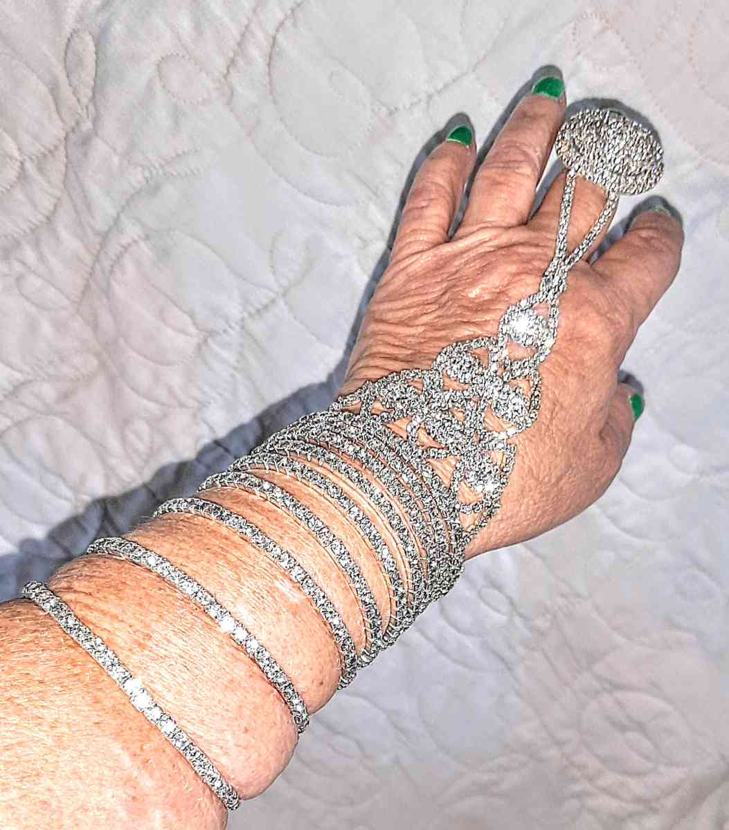 Austrian Crystal Spiral Bracelet with Attached Ring - Englewood, Florida