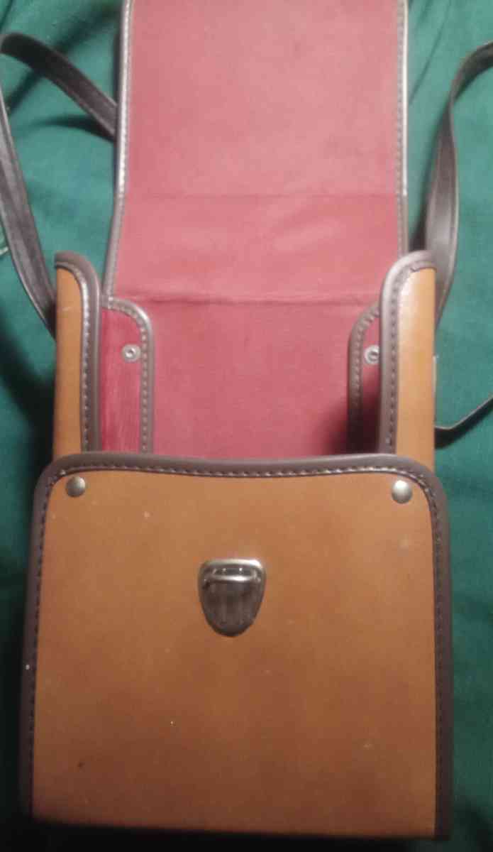 Vintage Old Charter Binocular Bottle w Leather Case - Spencer, Oklahoma - FleaMarketBay