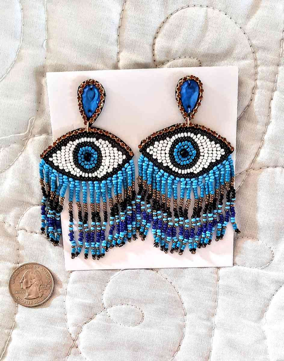 Evil Eye Seed Bead Earrings - Englewood, Florida - FleaMarketBay