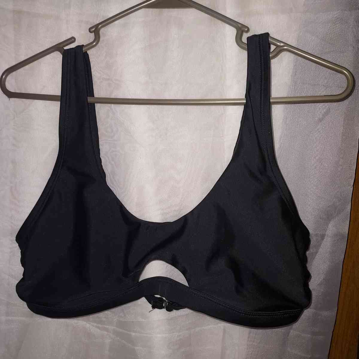 womens black swim top large