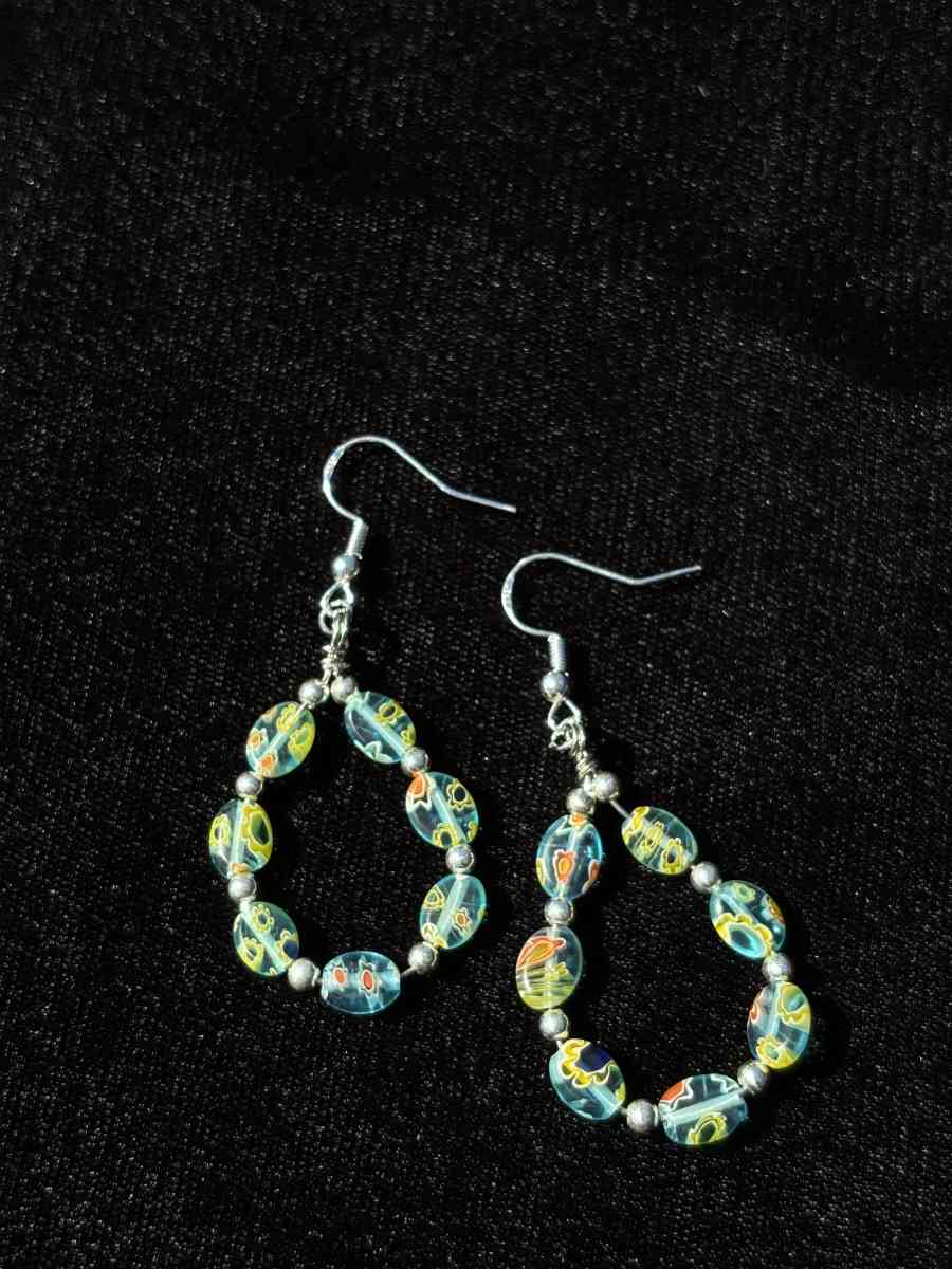 Glass beaded dangle earrings - Tehachapi, California