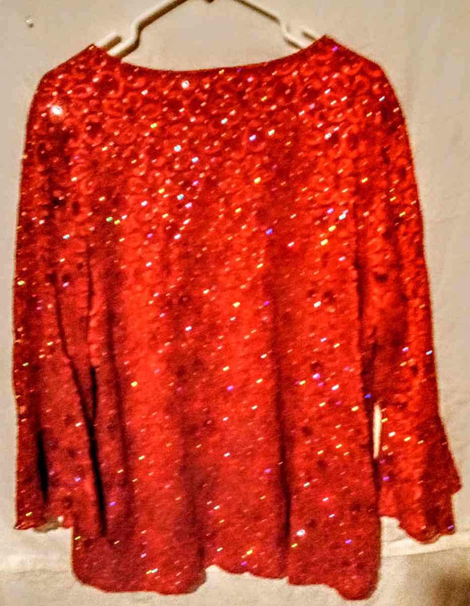 Cato Red Sequins Sheer Lace Long Sleeves Shirt - Muldrow, Oklahoma - FleaMarketBay