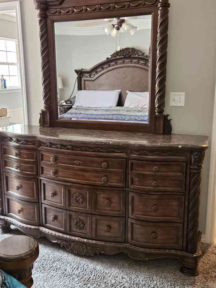 Northshore Marble Top 7pc King Bedroom Set by Ashley Furnitu - Hattiesburg, Mississippi - FleaMarketBay