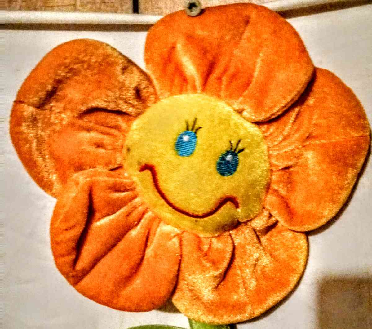 Orange Flower with Yellow Smiley Face and Green Bendable Ste - Muldrow, Oklahoma - FleaMarketBay