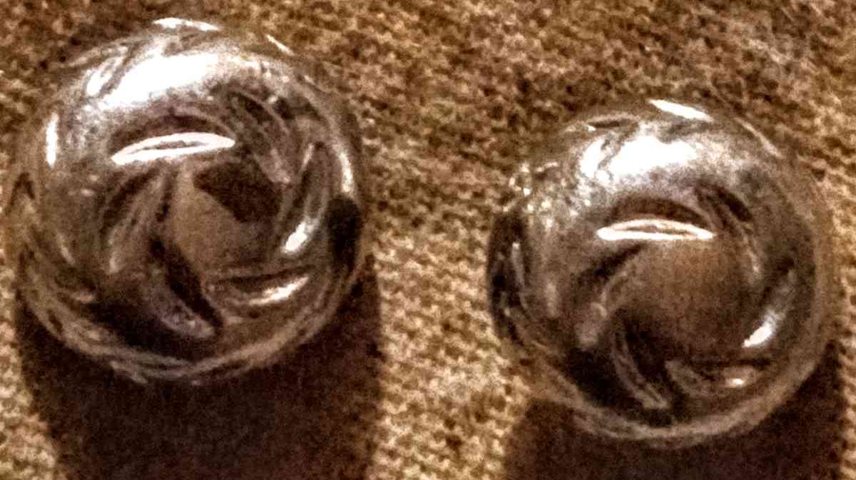 Silver Plated Rose Etched Details Stud Earrings - Muldrow, Oklahoma - FleaMarketBay