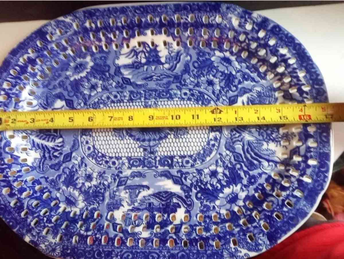 VictoriaWare Blue and White Transferware Platter 1900s - Stockton, California - FleaMarketBay