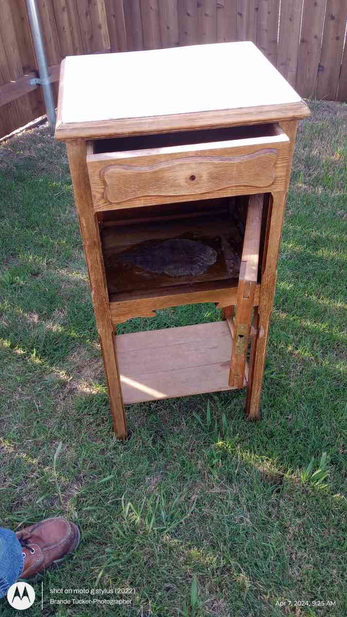 Antique small cut and wash kitchen table with marble slab - Greenville, Texas - FleaMarketBay