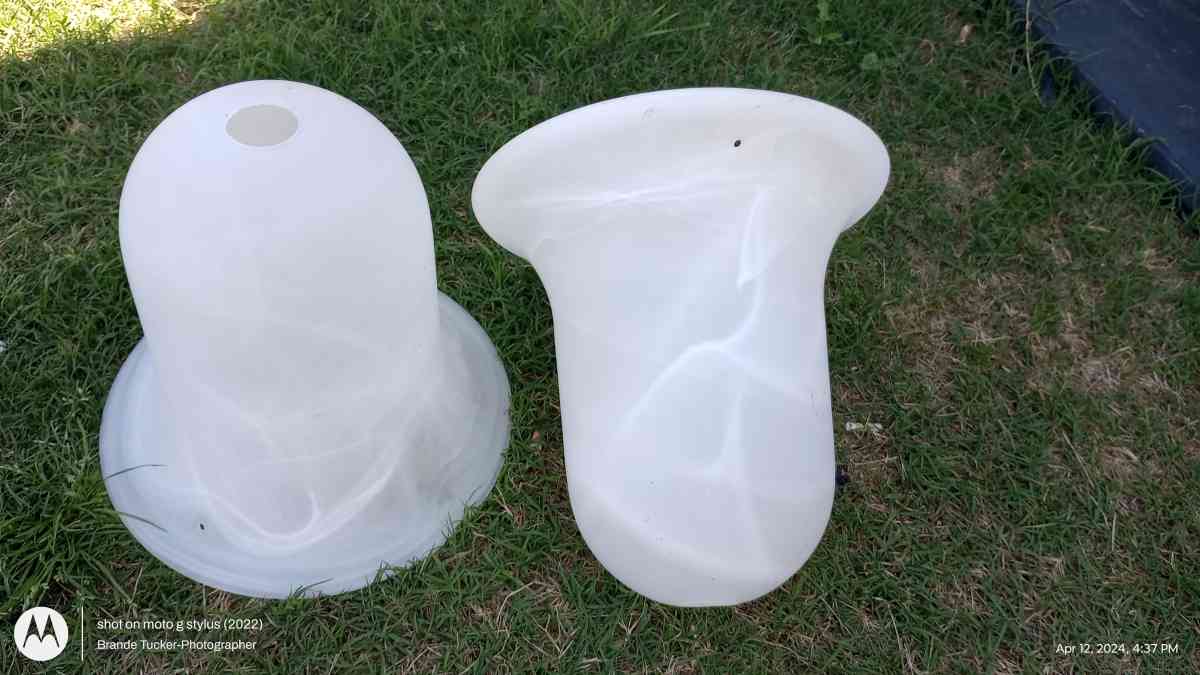 large Milky White swirl glass light dome - Greenville, Texas - FleaMarketBay