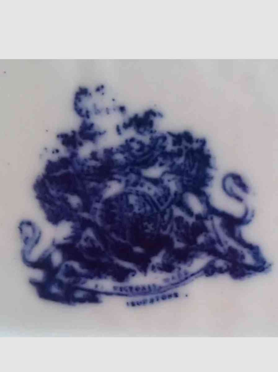 VictoriaWare Blue and White Transferware Platter 1900s - Stockton, California - FleaMarketBay