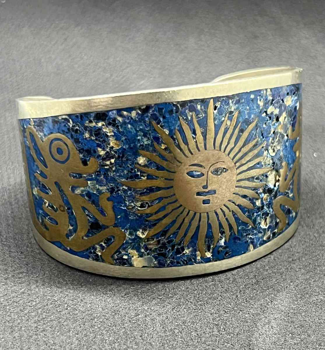 Beautiful Old Vintage Mixed Sliver Blue Painted Bangle - Houston, Texas
