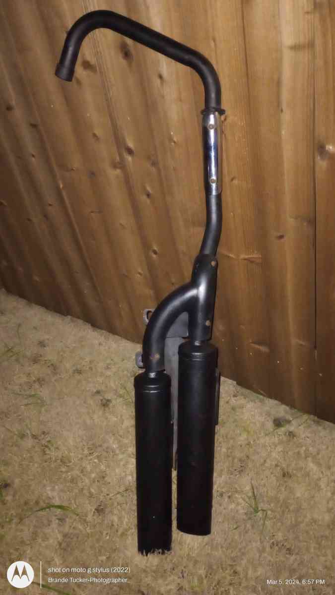 Black Straight Dual Exhaust for a motorcycle - Greenville, Texas - FleaMarketBay