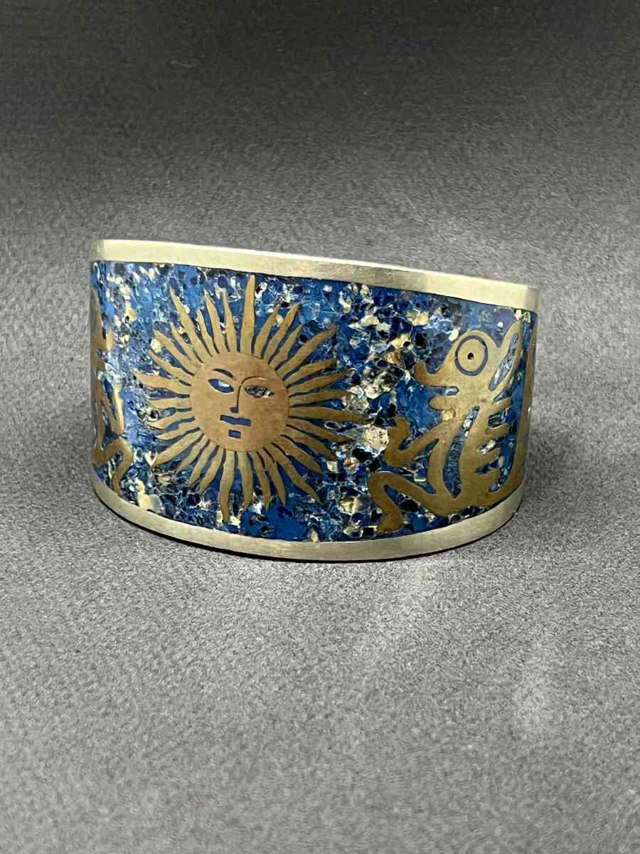 Beautiful Old Vintage Mixed Sliver Blue Painted Bangle - Houston, Texas - FleaMarketBay