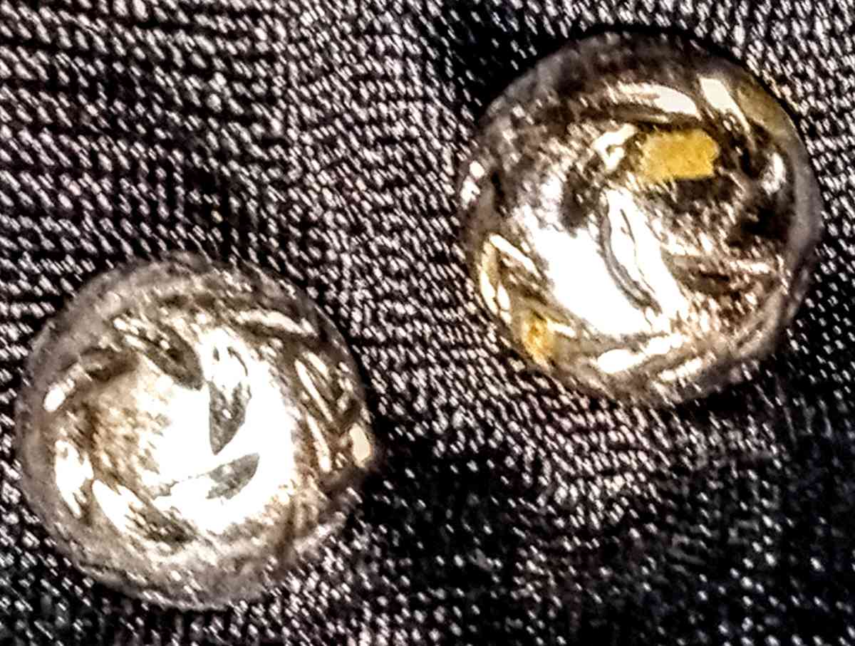 Silver Plated Rose Etched Details Stud Earrings - Muldrow, Oklahoma - FleaMarketBay