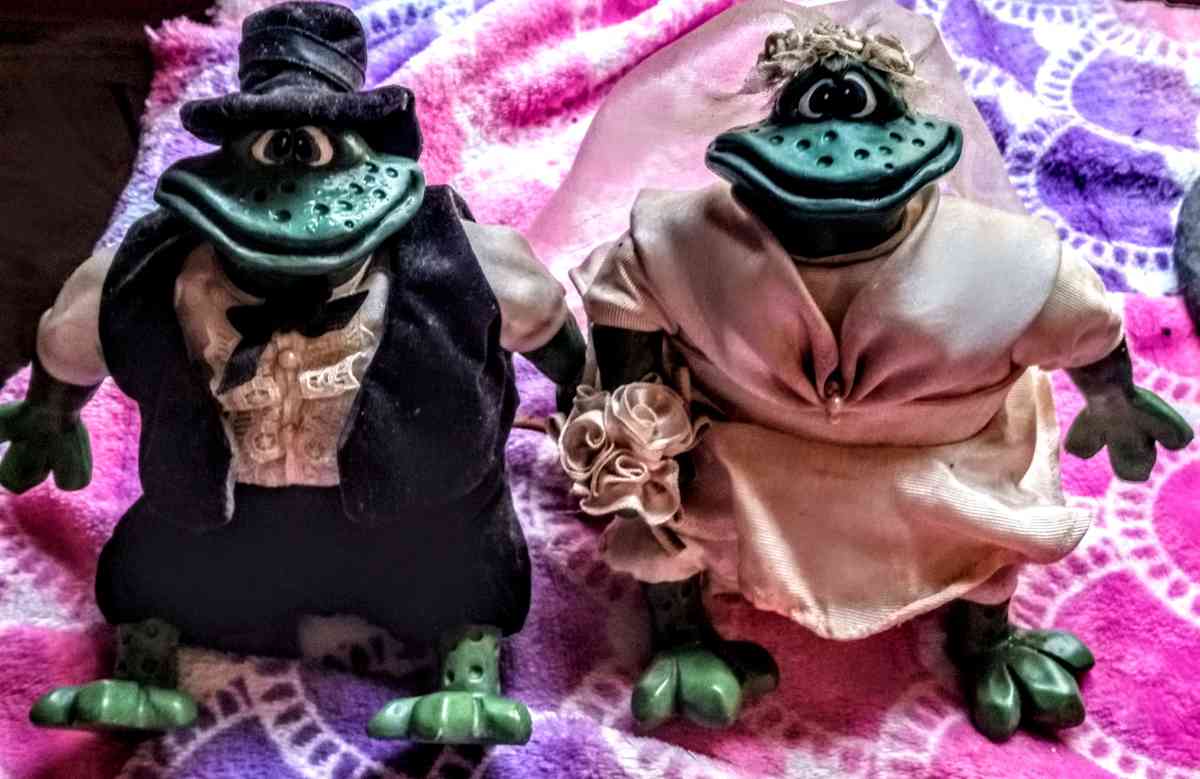 Mr and Mrs Pondhopper Bride and Groom Frogs - Muldrow, Oklahoma - FleaMarketBay
