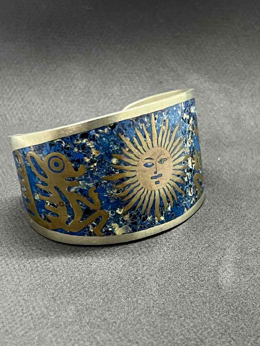 Beautiful Old Vintage Mixed Sliver Blue Painted Bangle - Houston, Texas - FleaMarketBay