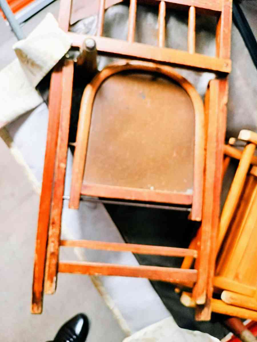 Vintage Antique Childs Kids Wood Wooden Slat Folding Chair - Seaford, New York - FleaMarketBay