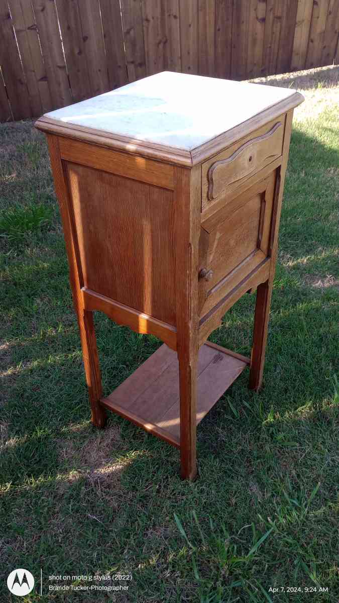 Antique small cut and wash kitchen table with marble slab - Greenville, Texas - FleaMarketBay