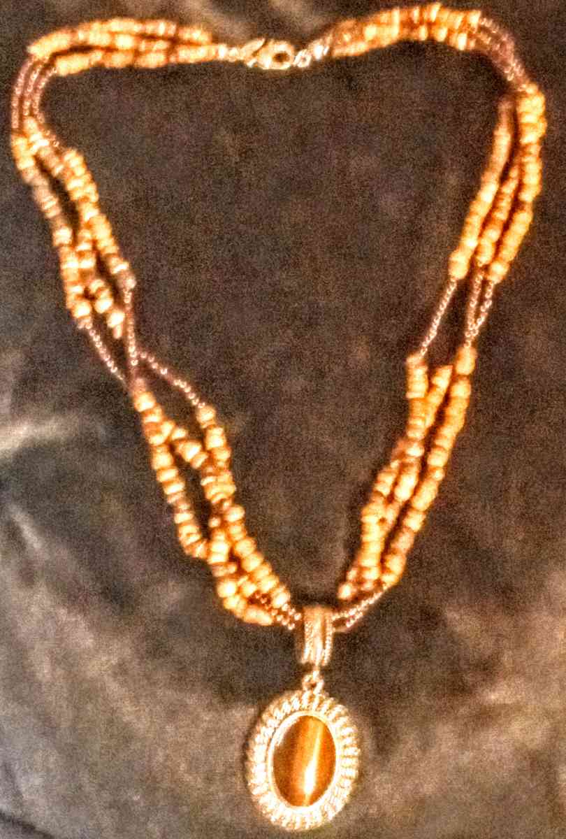 Avon Tiger Eye Pendant with 3 Beaded Strands - Muldrow, Oklahoma - FleaMarketBay