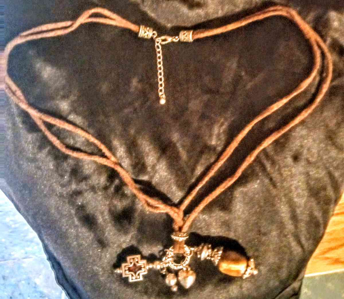 2 Brown Leather Strand with 4 Pendants - Muldrow, Oklahoma - FleaMarketBay