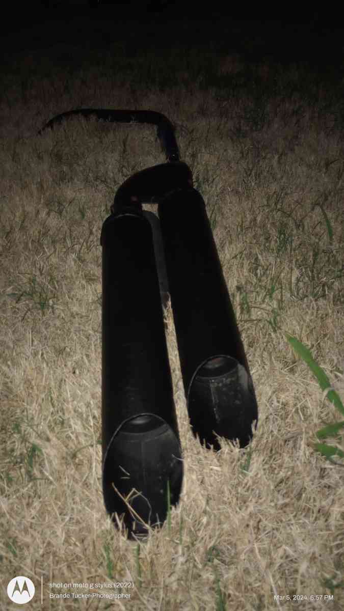 Black Straight Dual Exhaust for a motorcycle - Greenville, Texas - FleaMarketBay