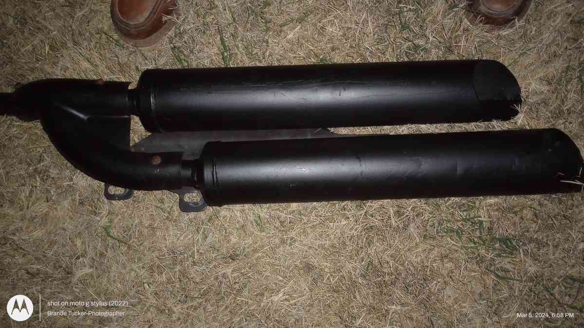 Black Straight Dual Exhaust for a motorcycle - Greenville, Texas - FleaMarketBay