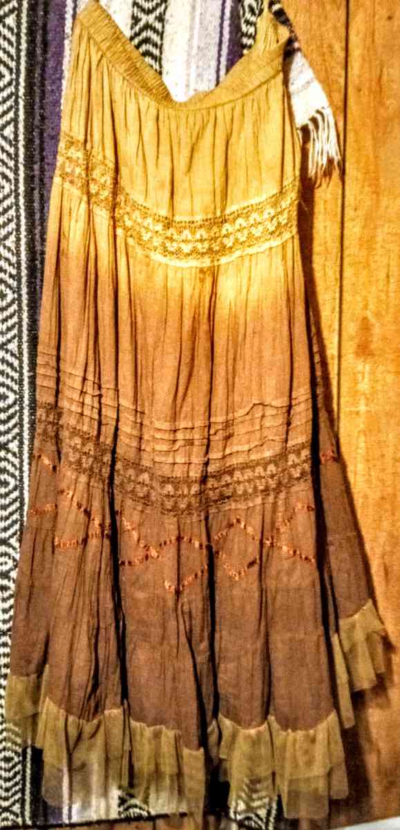 Yellow and Brown Boho Skirt - Muldrow, Oklahoma - FleaMarketBay
