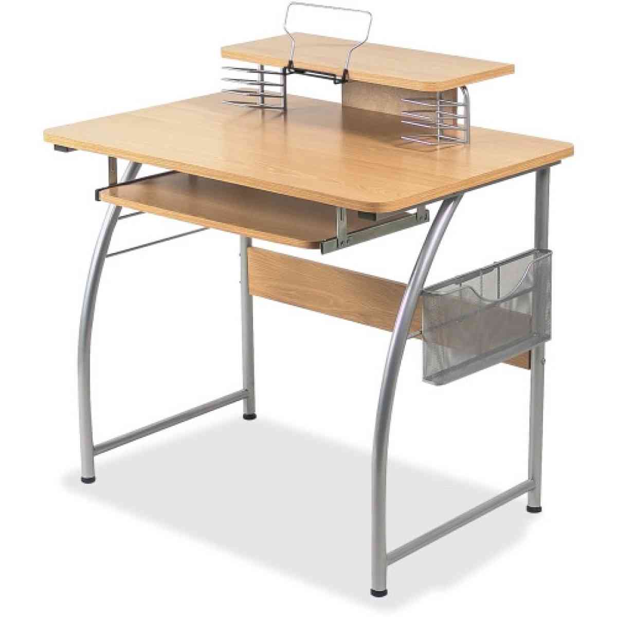 Lorell Upper Shelf Laminate Computer Desk Metallic