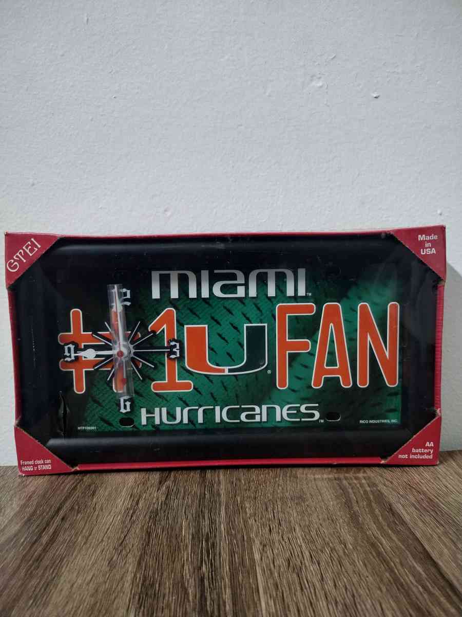 Miami Hurricanes Antique License Plate Clock Wall Decor - Jacksonville, Florida