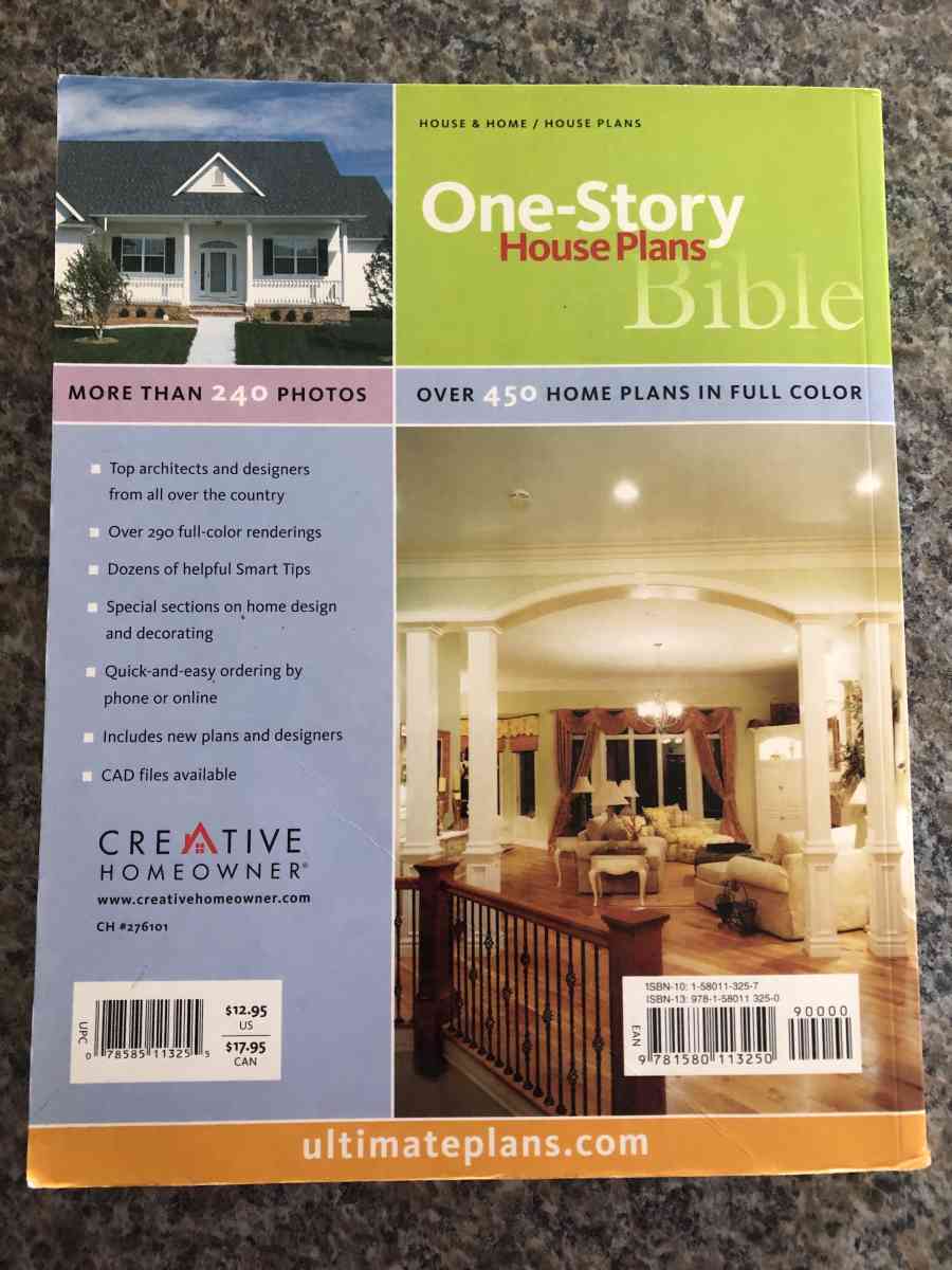 Book One Story House Plans Bible  Over 450 Home Plans in Ful - Bolingbrook, Illinois - FleaMarketBay