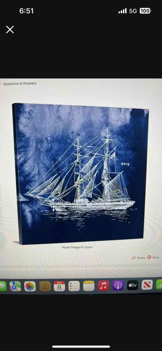GreatBigCanvas Sailing Ships IV Indigo by Wild Apple Portfol