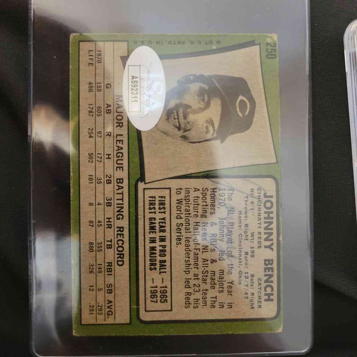 johnny bench 1971 topps card autographed - Omaha, Nebraska - FleaMarketBay
