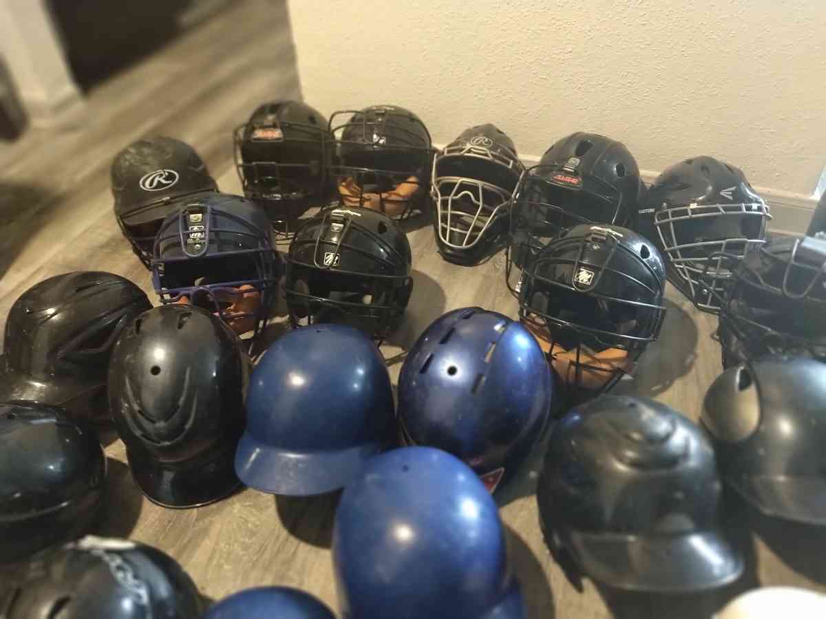 little League catcher gear baseball bats and helmets - Houston, Texas