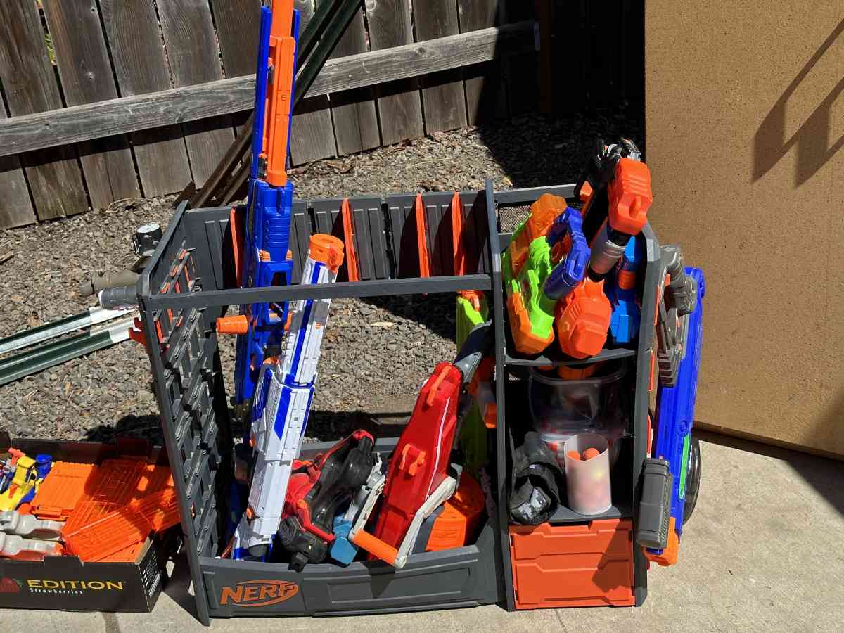 Bunch of Nerf Guns Ammo Gear and a Nerf Shelf - Medford, Oregon