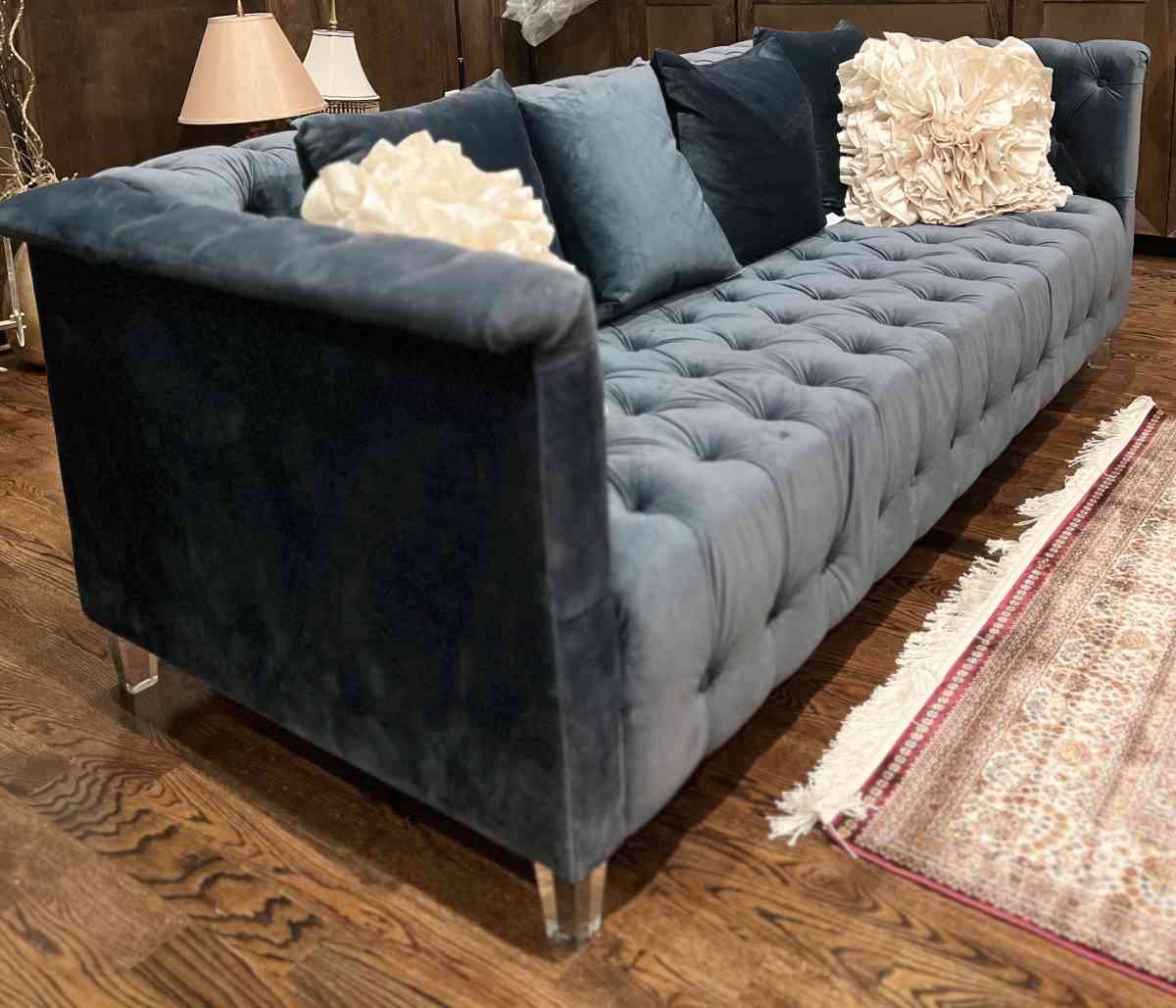 Vertical Navy Velvet Sofa - Flower Mound, Texas - FleaMarketBay