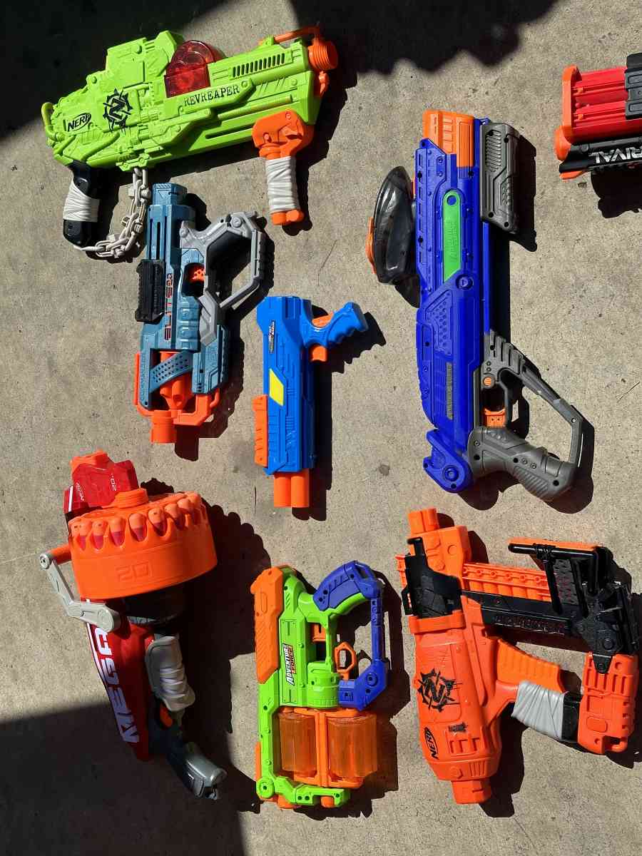 Bunch of Nerf Guns Ammo Gear and a Nerf Shelf - Medford, Oregon - FleaMarketBay