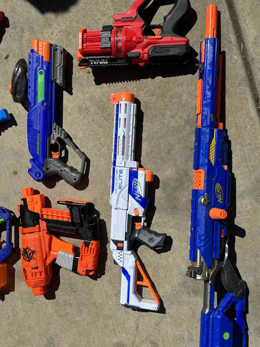 Bunch of Nerf Guns Ammo Gear and a Nerf Shelf - Medford, Oregon - FleaMarketBay