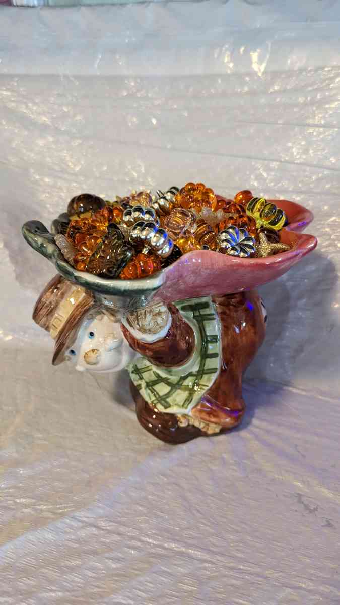 Vintage WCL Ceramic Scarecrow with a Leaf Dish on Its Back - Phoenix, Arizona