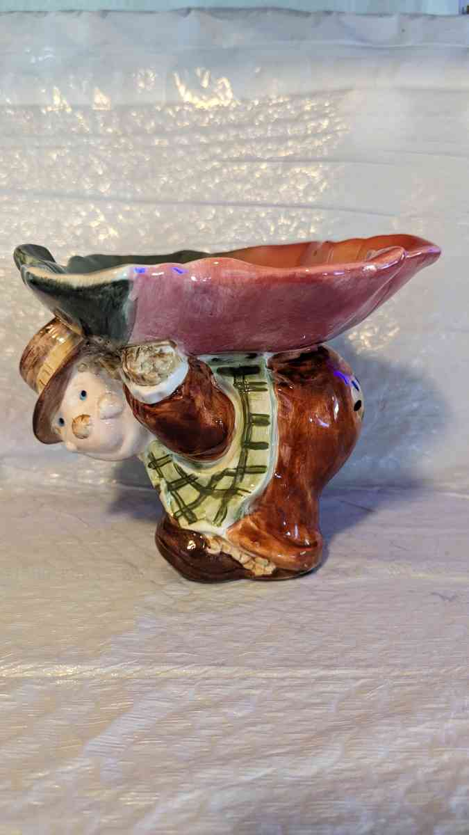 Vintage WCL Ceramic Scarecrow with a Leaf Dish on Its Back - Phoenix, Arizona - FleaMarketBay