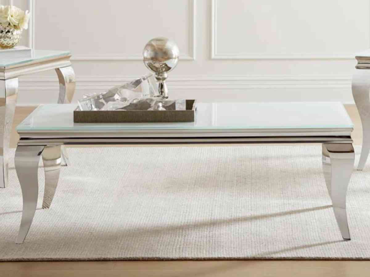 Luna WhiteChrome Rectangle Coffee Table - Baytown, Texas