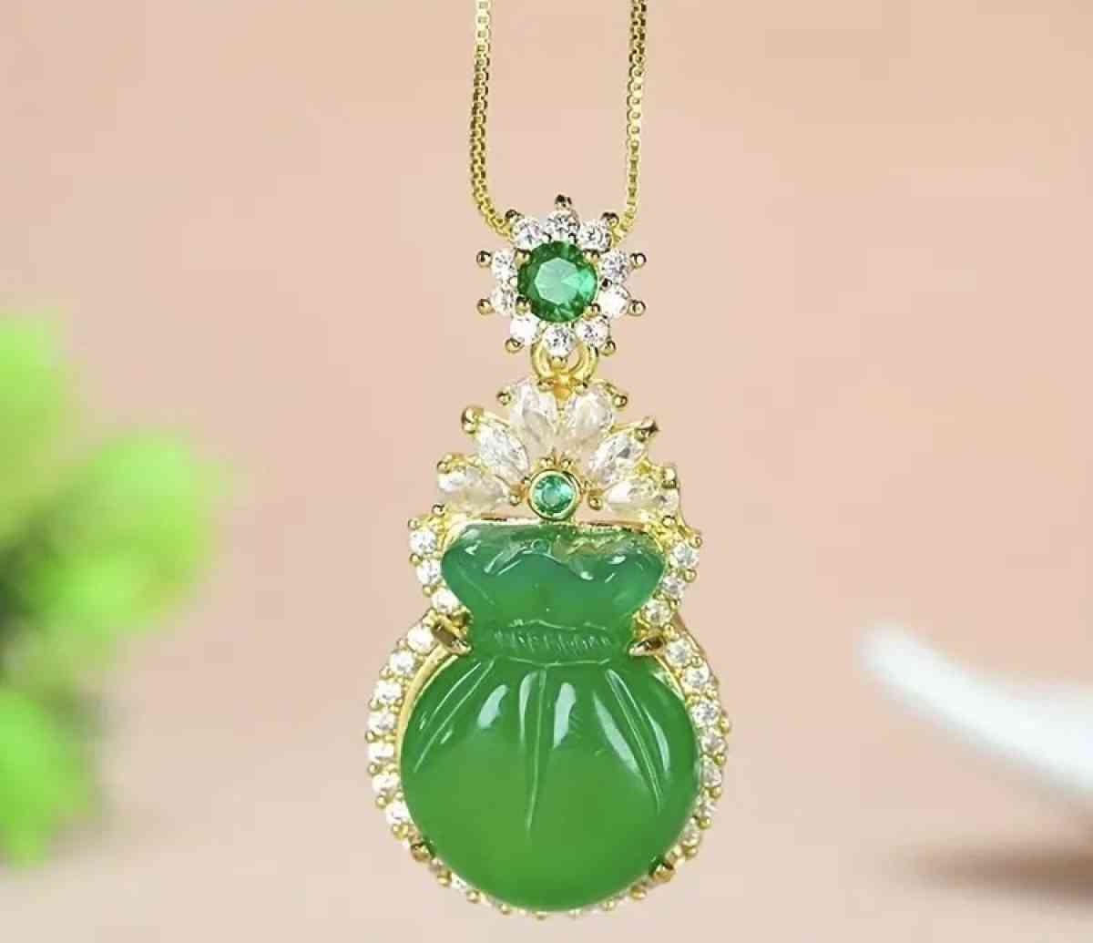 Green Jade Money Pocket Jadeite Pendant Necklace - Pasadena, California
