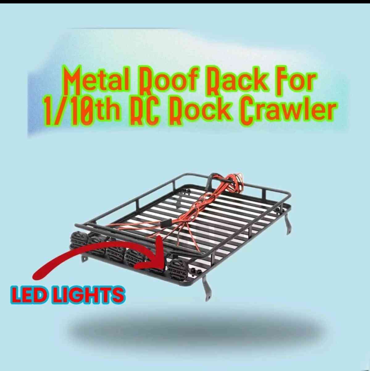 RC Rock Crawler Metal Roof Rack BLK W 4LED Lights Axial 110 - Delancey, New York