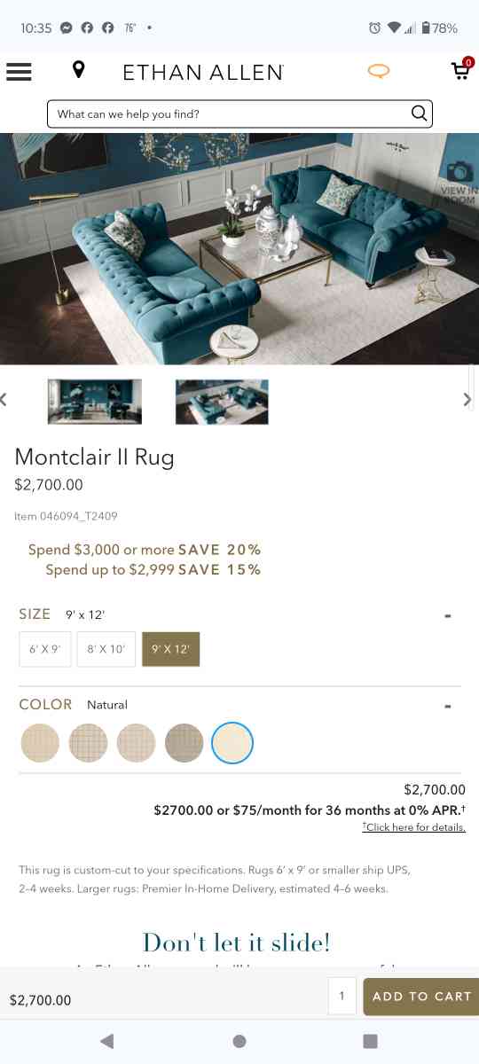 Ethan Allen Montclair Rug - Garland, Texas - FleaMarketBay