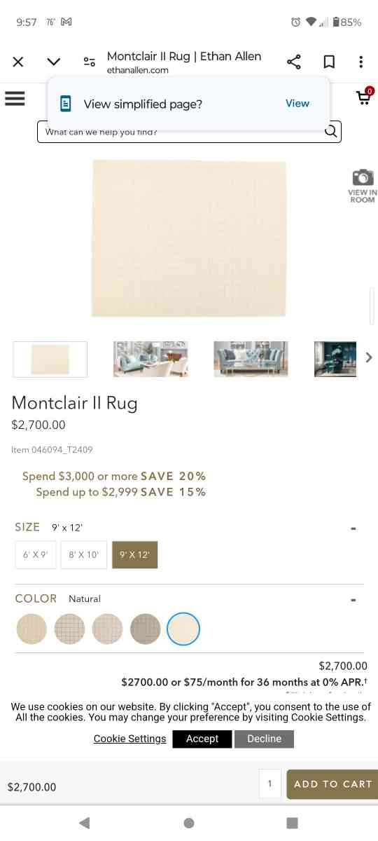 Ethan Allen Montclair Rug - Garland, Texas - FleaMarketBay