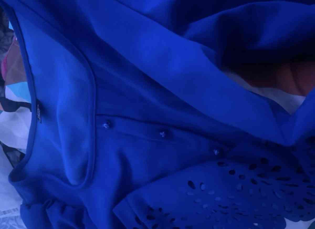 Buttoned Front Laser Cut Hem Puff Sleeve Top - Jamaica, New York - FleaMarketBay